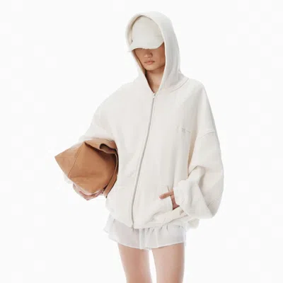 Alexander Wang White Cotton Logo Zip-up Hoodie