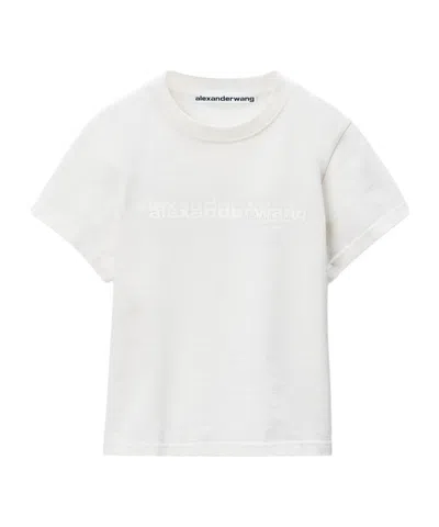 Alexander Wang White Cotton Shrunken Logo Tee