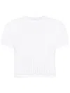ALEXANDER WANG WHITE CROCHET T-SHIRT WITH EMBROIDERED LOGO