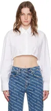 ALEXANDER WANG WHITE CROPPED DRAWSTRING SHIRT