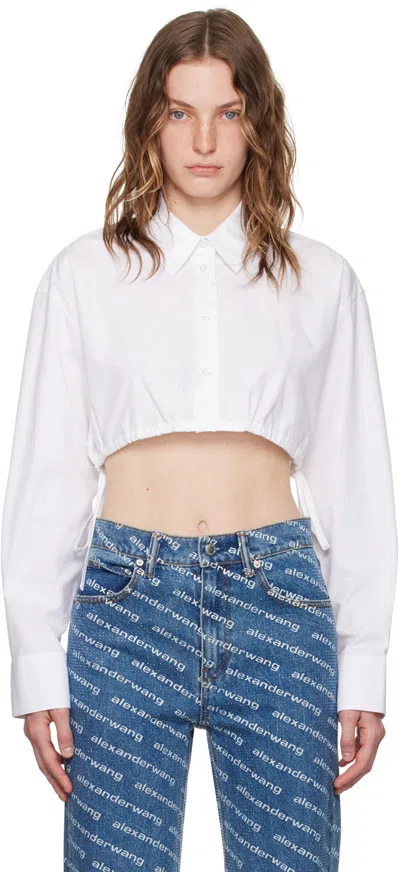 Alexander Wang Drawstring Cropped Shirt In White 100