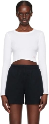 ALEXANDER WANG WHITE CROPPED LONG SLEEVE T-SHIRT