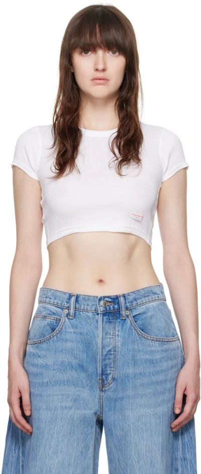 Alexander Wang White Cropped Short-sleeve T-shirt In 100 White