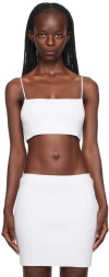 Alexander Wang Crystal-embellished Ribbed Tank Top In 100 White