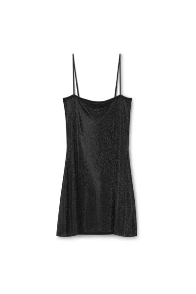 Alexander Wang White Crystal Hotfix Cami Dress In Black
