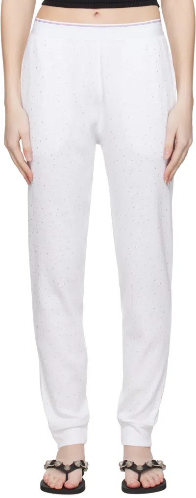 Alexander Wang Crystal-embellished Track Pants In White