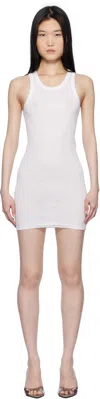 Alexander Wang White Crystal Hotfix Racer Tank Loungewear Minidress In White