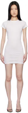 Alexander Wang White Crystal Hotfix Short Sleeve Loungewear Minidress In White