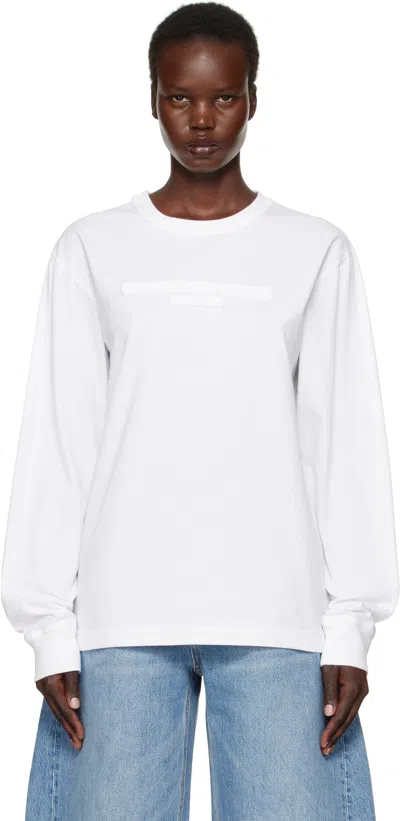 Alexander Wang White Distressed Logo Long-sleeve T-shirt
