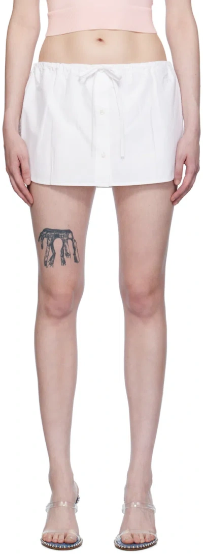 Alexander Wang White Drawstring Skort In White 100