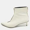 Alexander Wang White Leather Eri Studded Ankle Length Boots In Yellow
