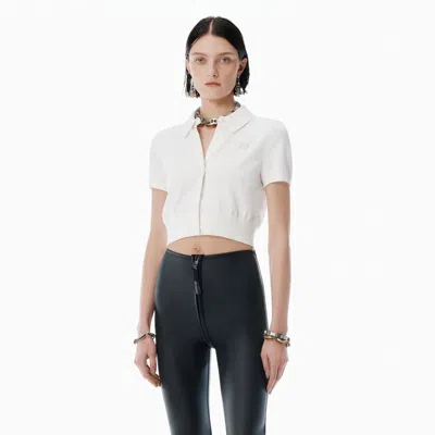 Alexander Wang White Logo-emboridered Cardigan