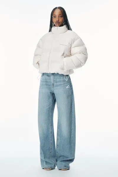 Alexander Wang White Logo Jacquard Puffer Jacket Paper White