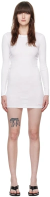 ALEXANDER WANG WHITE LOGO PATCH LONG SLEEVE MINIDRESS