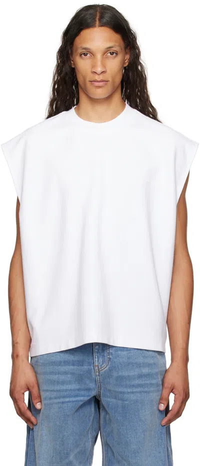 Alexander Wang Puffed Logo Muscle Tank Top In Cotton In White