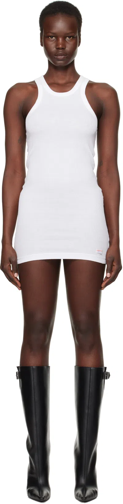 Alexander Wang White Racer Tank Loungewear Minidress In 100 White
