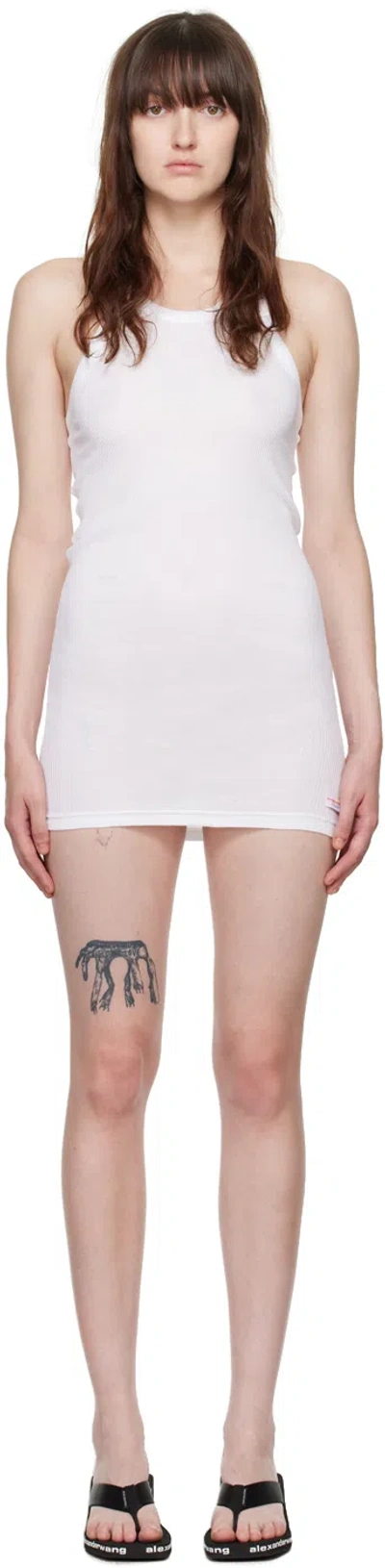Alexander Wang White Racer Tank Minidress In 100 White