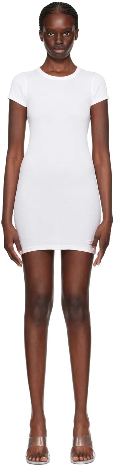 Alexander Wang White Ribbed Minidress In 100 White