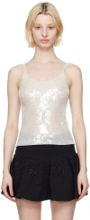 Alexander Wang Tanktop In Sequin Nylon In 110 Snow White
