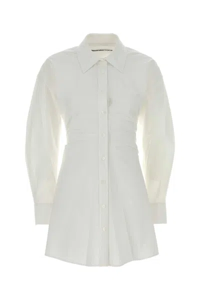 Alexander Wang White Stretch Poplin Shirt Dress