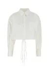 Alexander Wang Oxford Shirt With Adjustable Tie Detail In White