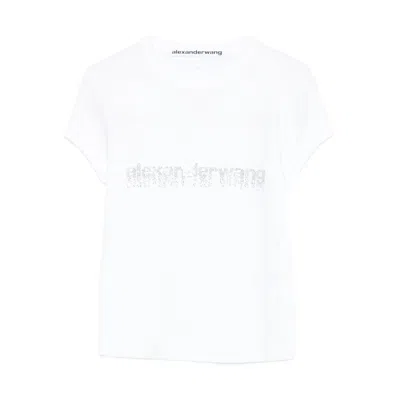 Alexander Wang Crystal Hotfix Logo Cotton Baby T-shirt Clothing In White
