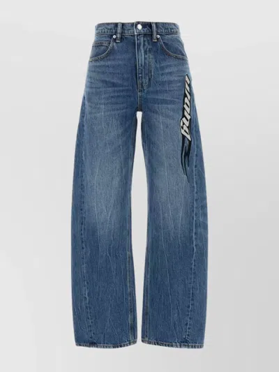 Alexander Wang Wide Leg Denim Jeans With Contrast Stitching In Tumbledmediumindigo