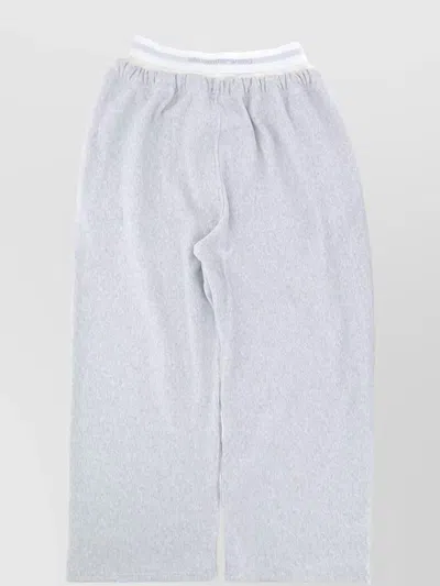 Alexander Wang Wide Leg Ribbed Sweatpant With Zipper Pockets In Gray