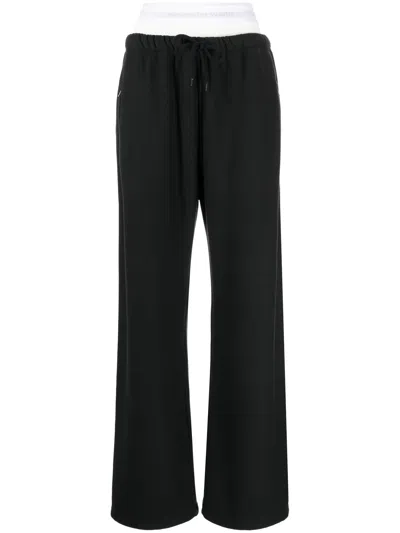 Alexander Wang Layered-design Cotton Track Pants In Black