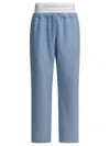 Alexander Wang Wide Leg Sweatpant W/ Logo Elastic Exposed Brief Trousers Blue In Blue