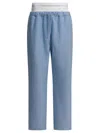 Alexander Wang Wide Leg Sweatpant W/ Logo Elastic Exposed Brief Trousers Blue In Blue