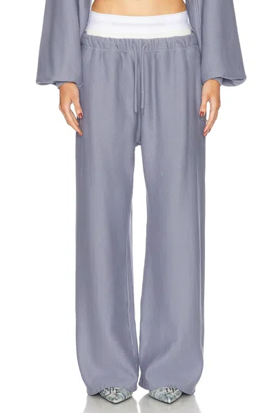 Alexander Wang Wide Leg Sweatpant In Washed Vintage Blue