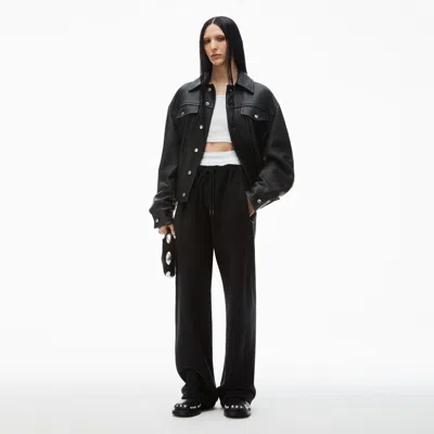 ALEXANDER WANG WIDE LEG SWEATPANTS WITH PRE-STYLED LOGO BRIEF WAISTBAND