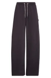 Alexander Wang Wide Leg Sweatpants With Rhinestone Drawstring In Black