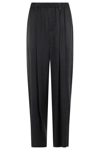 ALEXANDER WANG WIDE-LEG TROUSERS WITH LOGO DRAWSTRING AND PLEATS