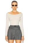 Alexander Wang Wide V-neck Pullover Top In Cement