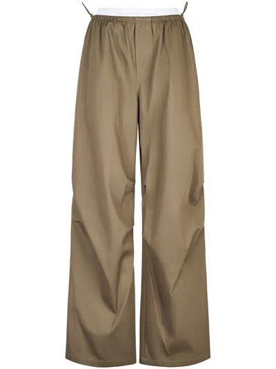 Alexander Wang Wide-leg Trousers With Articulated Knees In Brown