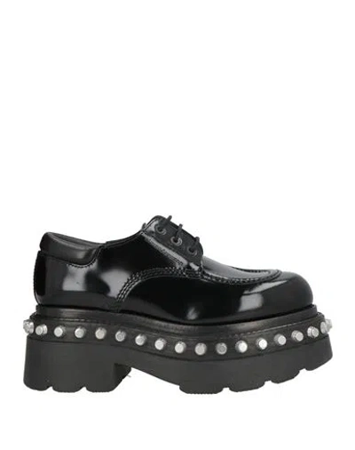 Alexander Wang Woman Lace-up Shoes Black Size 7 Leather