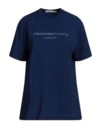 Alexander Wang Woman T-shirt Navy Blue Size Xs Cotton, Elastane