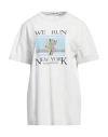 Alexander Wang Marathon Print Cotton Crew-neck T-shirt In Off White