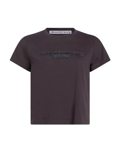 Alexander Wang Woman T-shirt Charcoal Size M Cotton In Brown