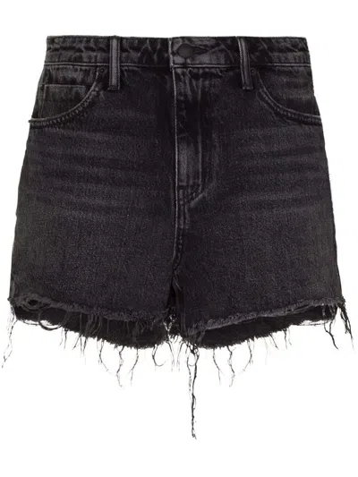 Pre-owned Alexander Wang Women's  Bite Denim Shorts In Grey Adged