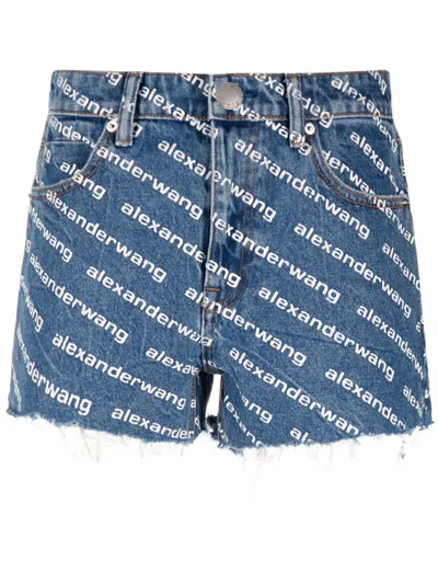 Pre-owned Alexander Wang Women's  Bite Shorts In Deep Blue/white