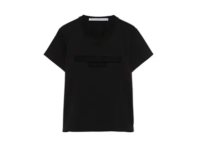 Pre-owned Alexander Wang Women's  Distressed Logo Shrunken Tee Shirt In Black