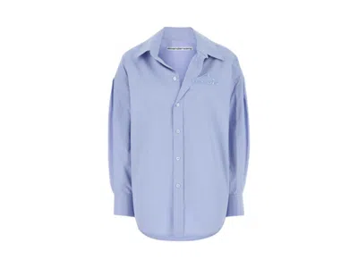 Pre-owned Alexander Wang Women's  Graphic Embroidery Oversized Shirt In Oxford Blue