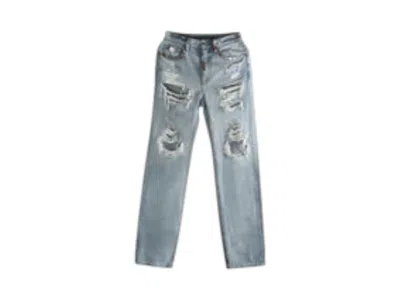 Pre-owned Alexander Wang Women's  Hardware Distressed Ez Mid Rise Jean In Light Powder Blue