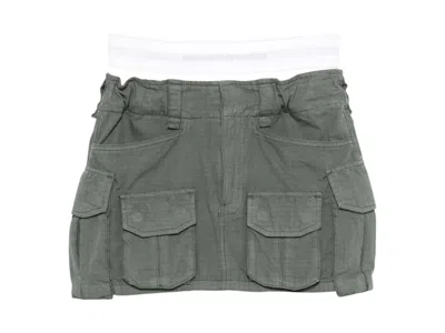 Pre-owned Alexander Wang Women's  Logo Elastic Pre Styled Cargo Skirt In Balsam Green