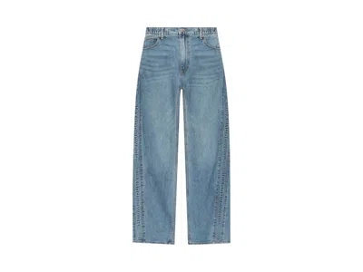 Pre-owned Alexander Wang Women's  Logo Emboss Side Panels Balloon Jogger In Vintage Light Indigo