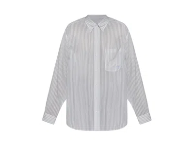 Pre-owned Alexander Wang Women's  Oversized Boyfriend Shirt In Oxford Blue/white