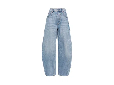 Pre-owned Alexander Wang Women's  Oversized Rounded Low Rise Jean In Classic Light Indigo